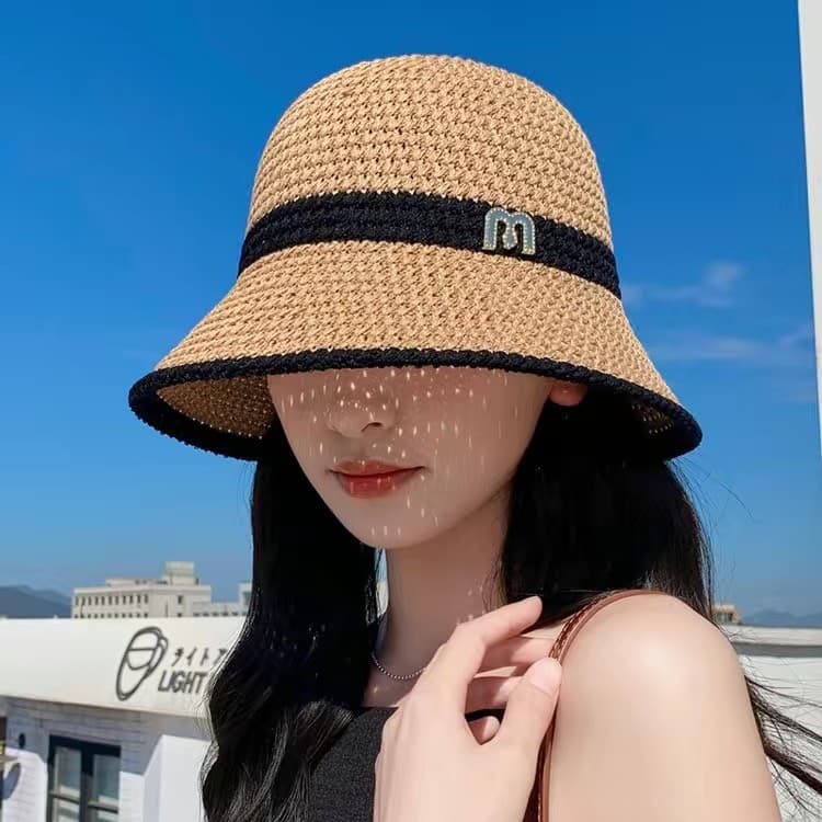 Primavera verão novo estilo chapéu feminino malha oca pára-sol chapéu de sol lazer ao ar livre All-Match balde chapéu ba