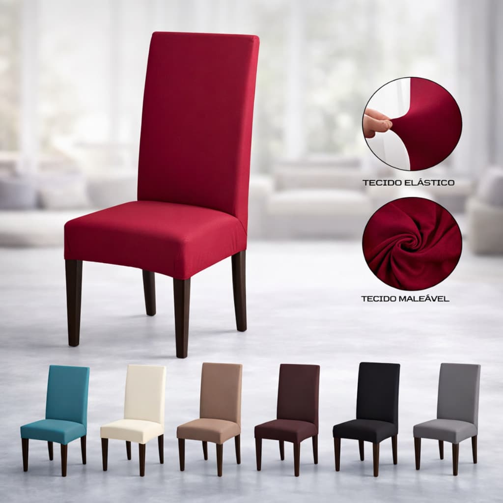 Capa de Cadeira com Elástico Kit 4 e 6 Lugares Jantar Eventos Buffet Ajustavel