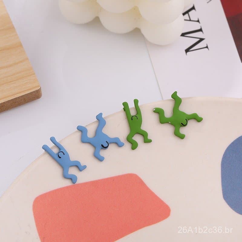 Brincos de Sapo Pequeno Abstrato Divertido Coreano em Prata S925 para Mulheres, Novos Brincos Simples e Fofos para Menin