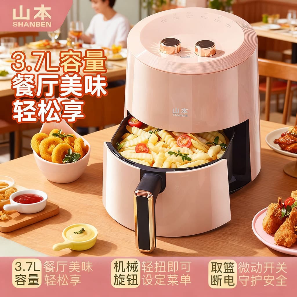 Yamamoto Household S-2107 Grande Capacidade 3.7L Aquecimento Inteligente Multi-Função Fritadeira de Ar Forno Sem Óleo Fa