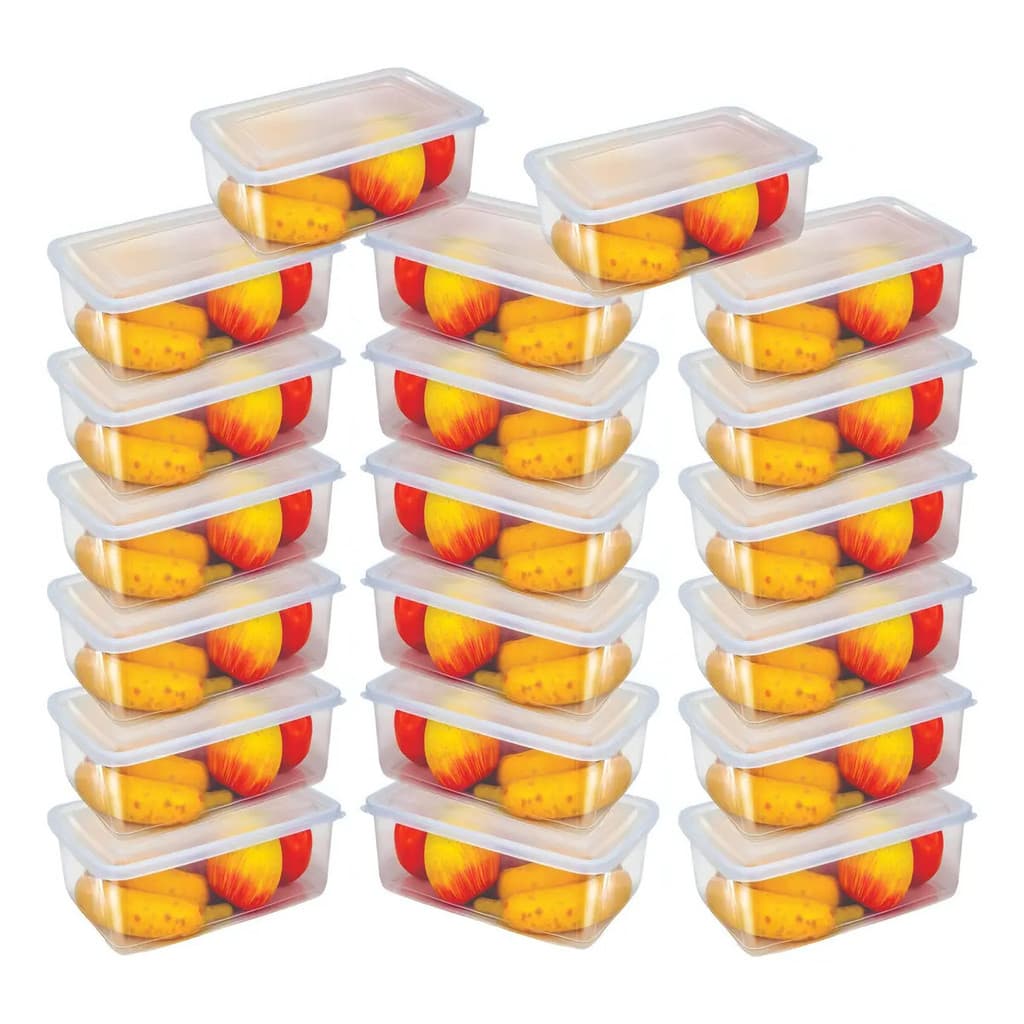 Kit 20 Potes 500 Ml Transparente Marmita Fitness Bpa Free Reutilizável Tampa Hermética Micro E Freezer Lar Utilidades