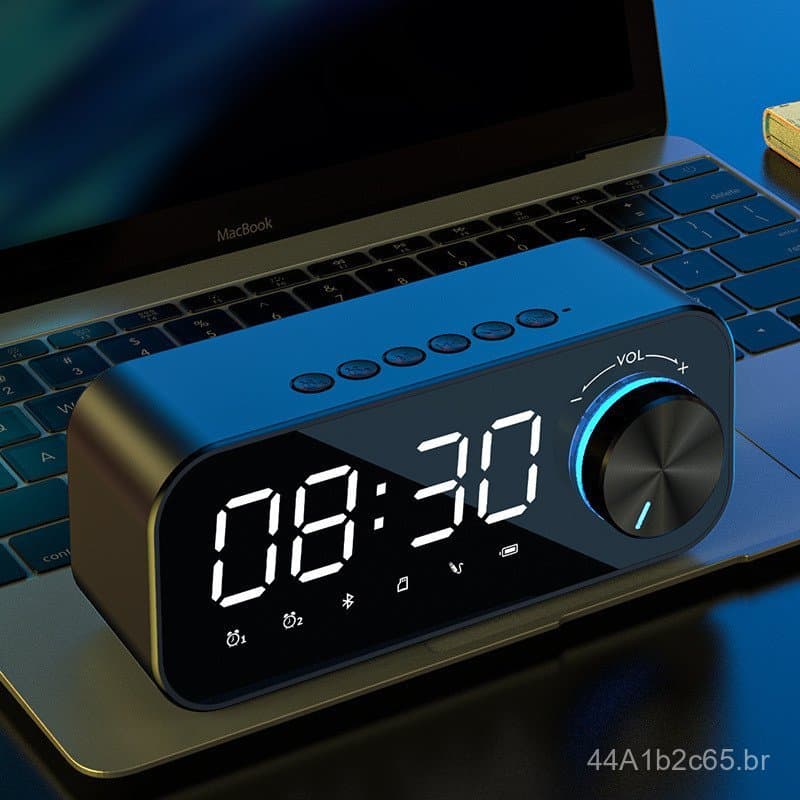 Caixa de som Bluetooth com despertador, sem fio, mini, de alto volume, graves potentes, luminosa, multifuncional, para u