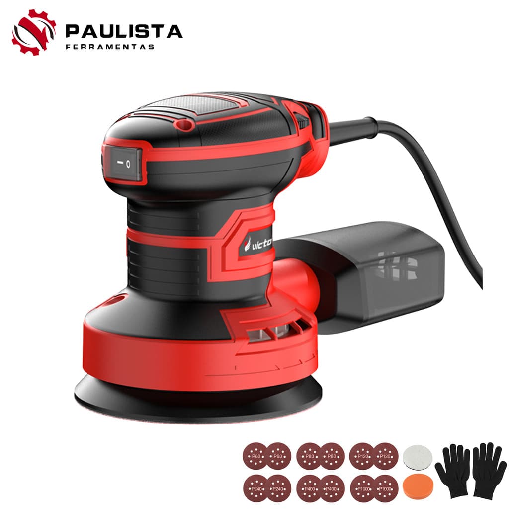 Lixadeira Eletrica Profissional 125mm Para Madeira Gesso Parede127V Lixadeira Orbital