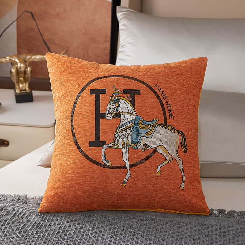 45x45cm Capas De Almofada Luxo Cavalo Bordado Fronha Para Sofá Decoração De Casa