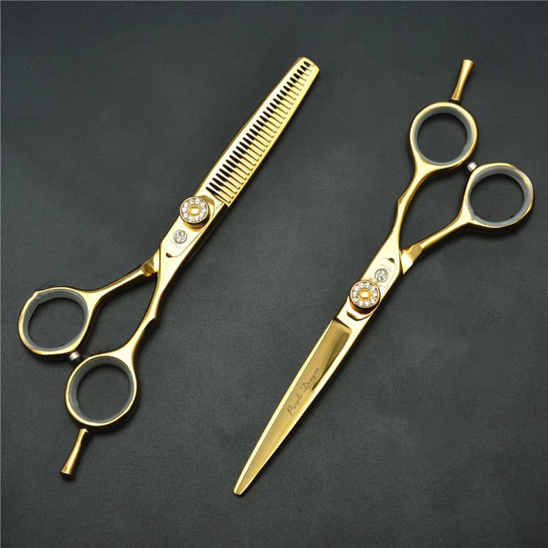 Tesoura de corte de cabelo de dragão roxo genuíno, corte plano dourado, corte profissional, salão de beleza, salão de be
