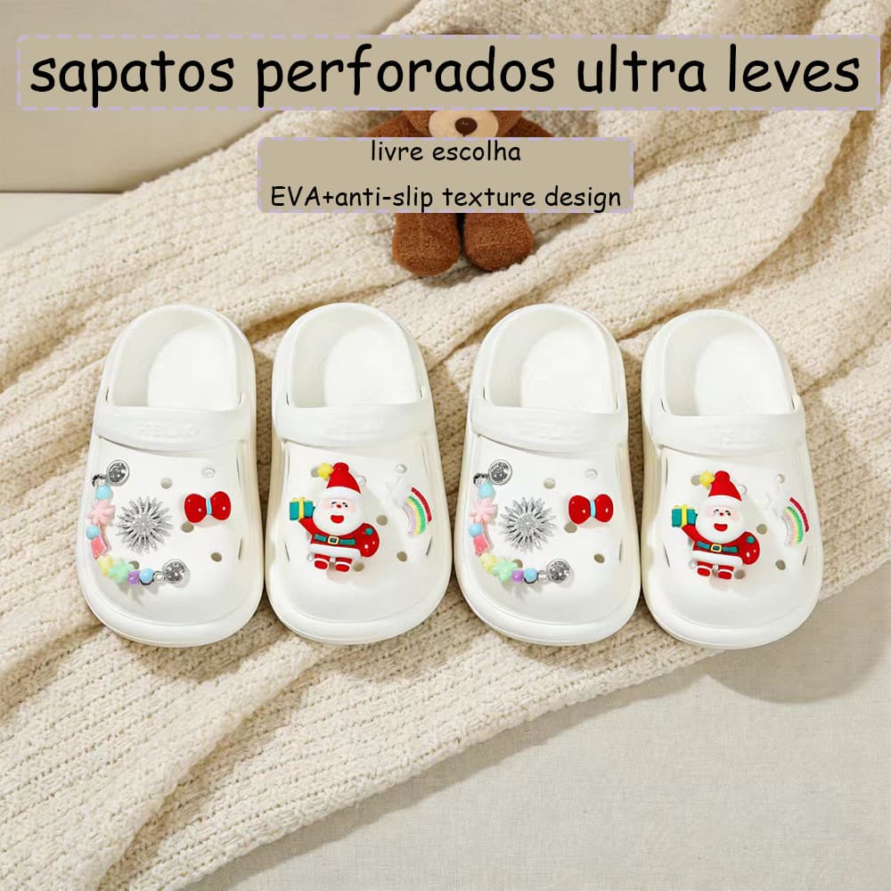 Babuche Sandália Infantil Feminina Menina Leve Macia Confortável Antiderrapante Decoração Removível Escolar Dia a Dia