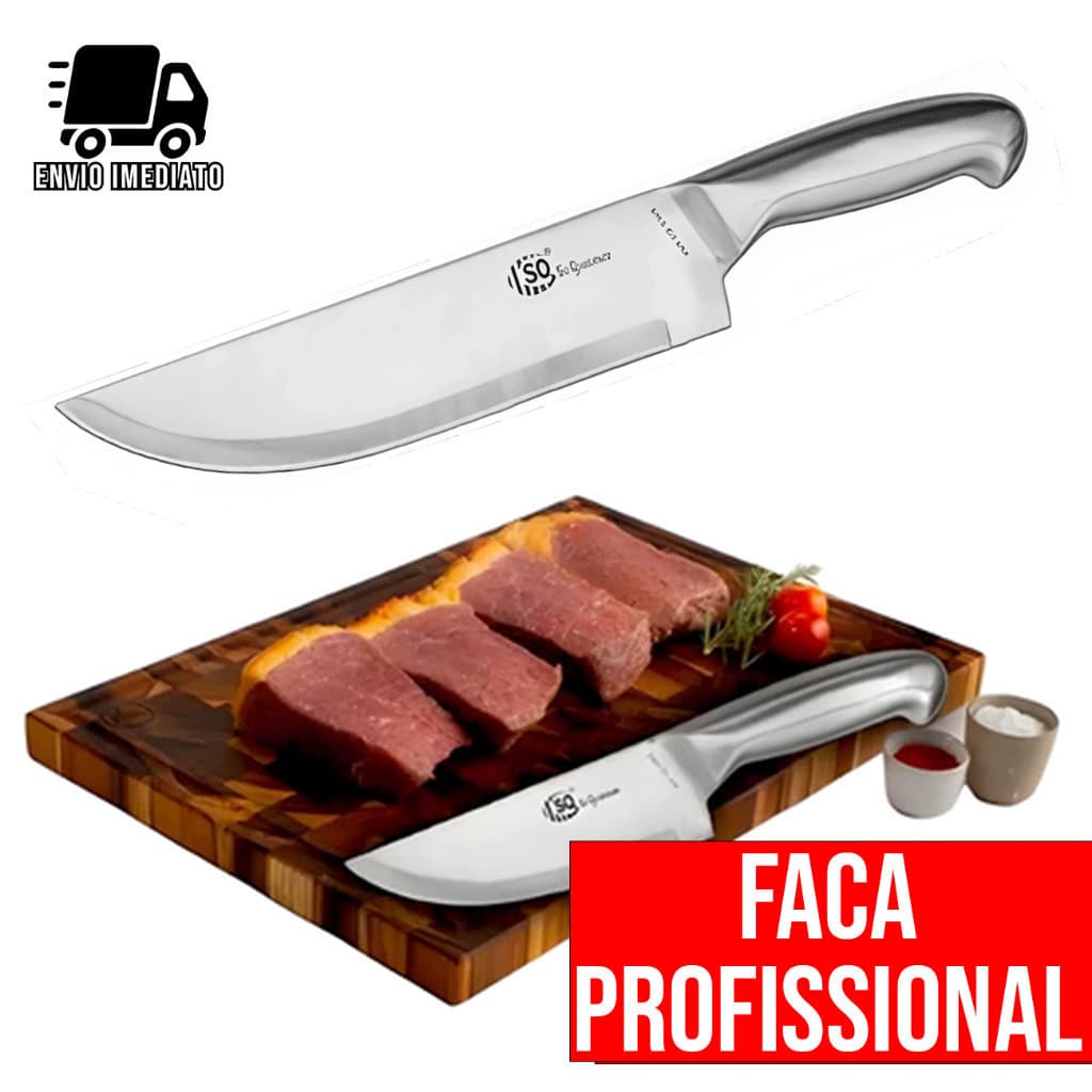 Faca Profissional Inox 6" Faca de Chef Cozinha Afiada Multiuso Alta Qualidade