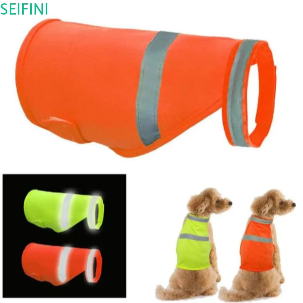 Colete De Segurança Para Cães SEIFINI , Jaqueta De Visibilidade Ajustável Laranja Brilhante Cachorros , Roupas Fluoresce