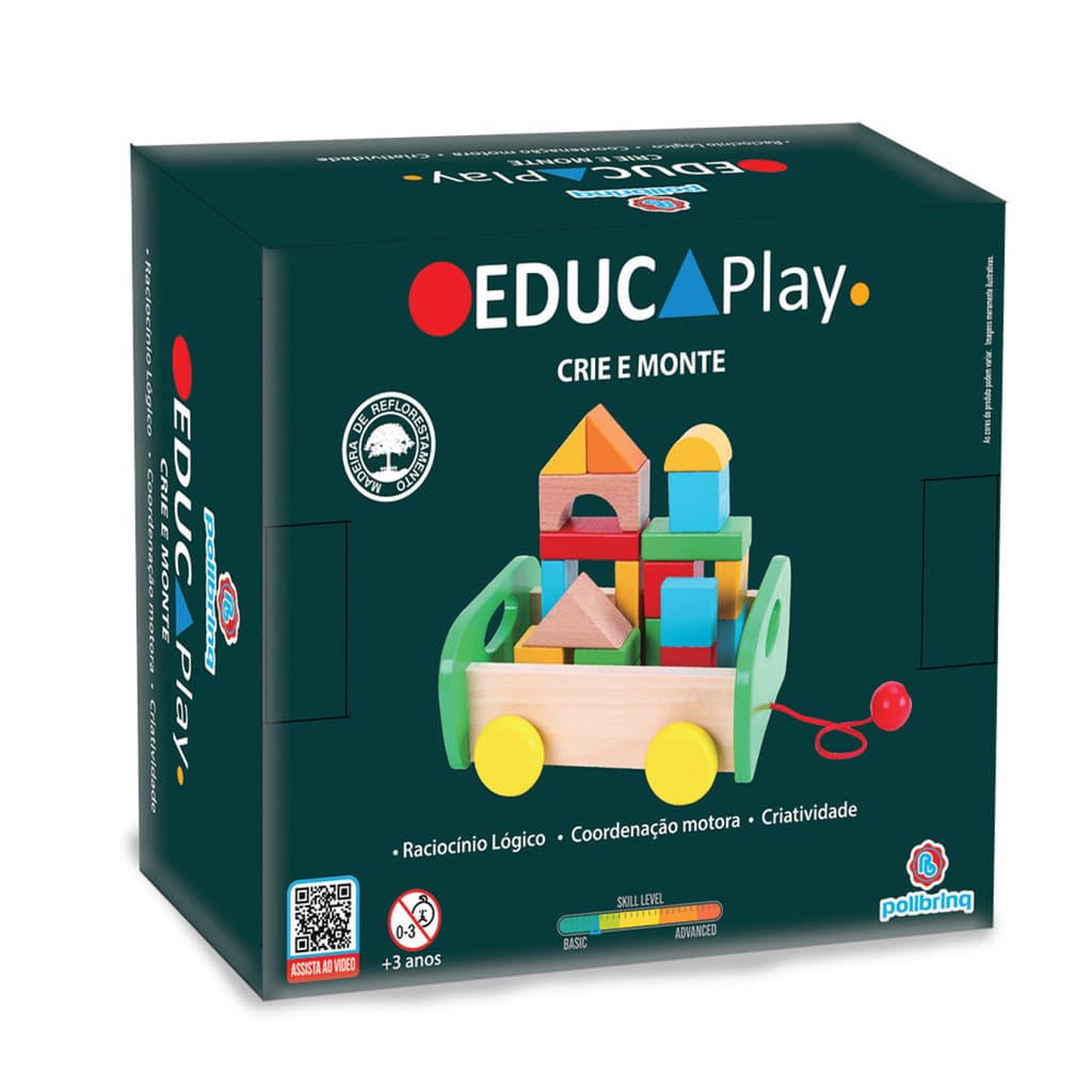 Brinquedo Educativo de Madeira Cores e Formas Crie e Monte EducaPlay - Polibrinq