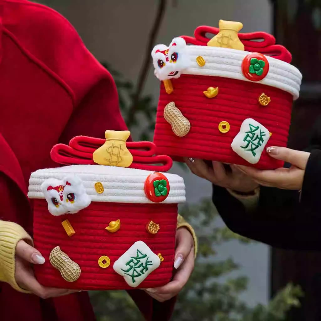 2026 ano novo lã crochê balde gelo caixa de biscoito Nougat floco de neve embalagem crocante caixa de presente natal