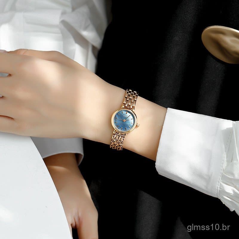 Relógio feminino Gedi, simples e elegante, estilo ins, mostrador pequeno, pulseira fina, compacto, à prova d'água, relóg