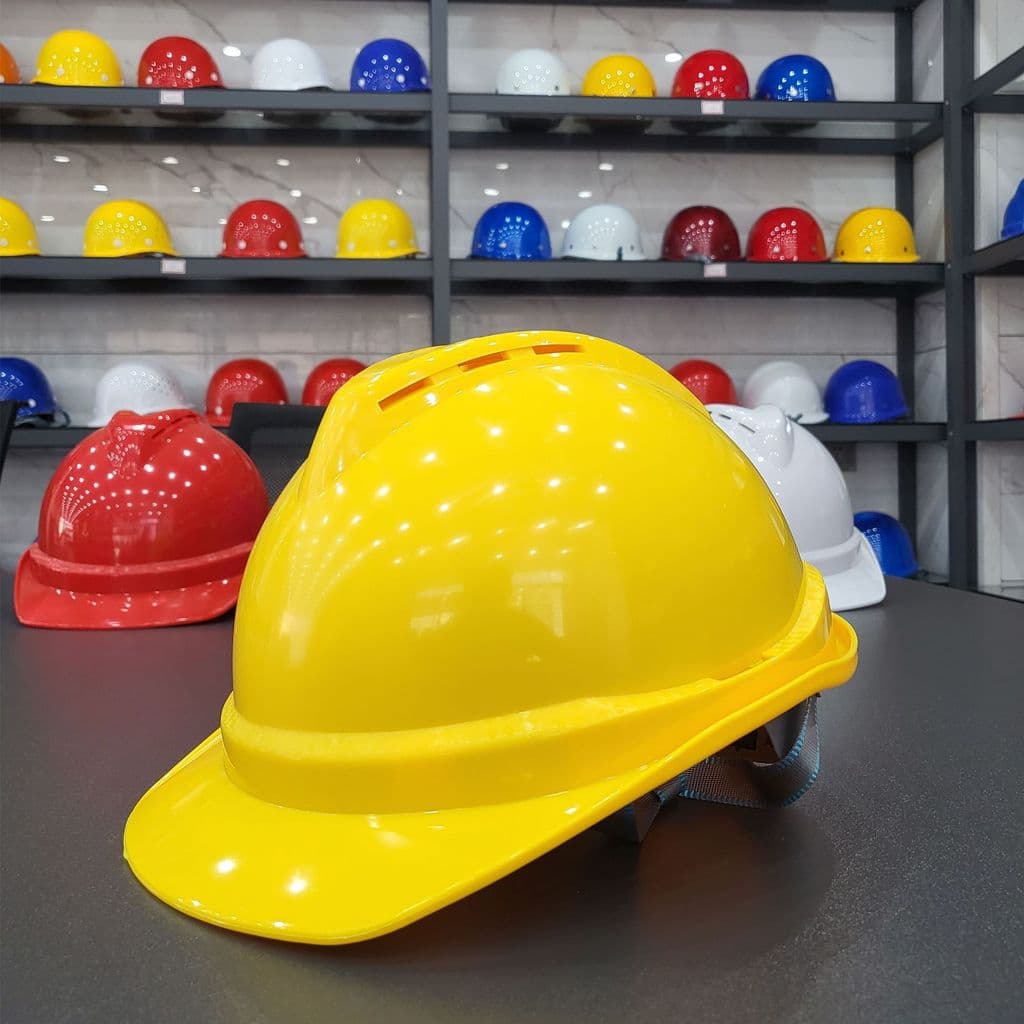 Capacete de segurança para canteiro de obras Capacete de construção ABS Construção em forma de V Quatro estações Proteçã