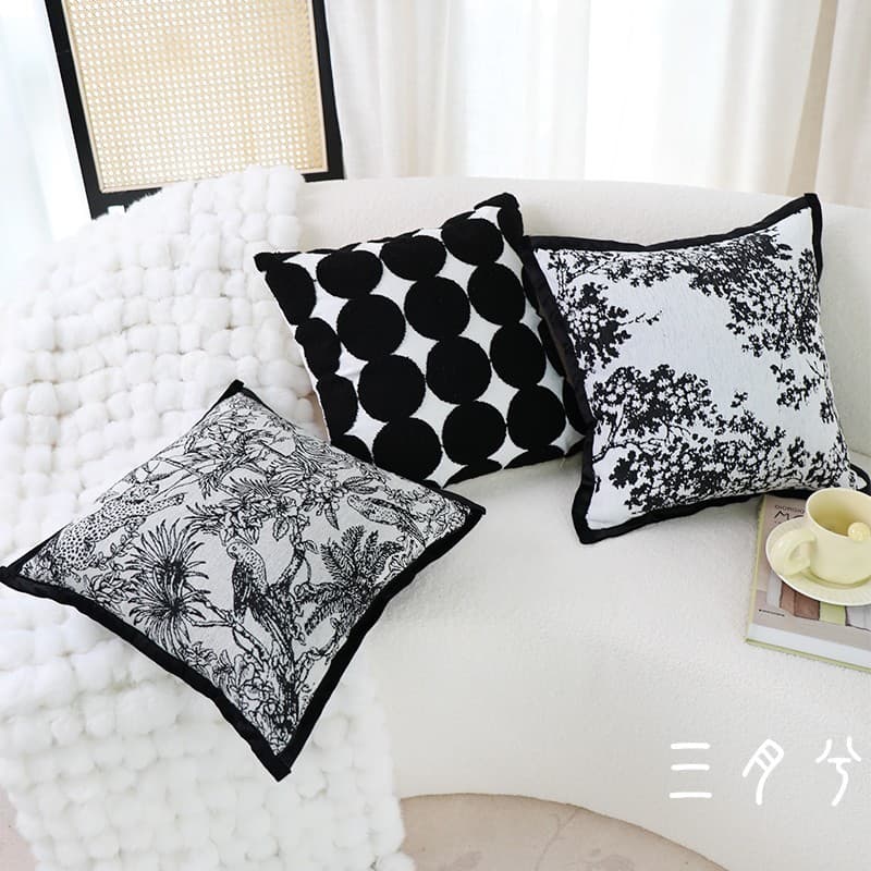 Preto branco travesseiro simples luz luxo almofada sala de estar sofá fronha pequena fragrância Houndstooth moda travess