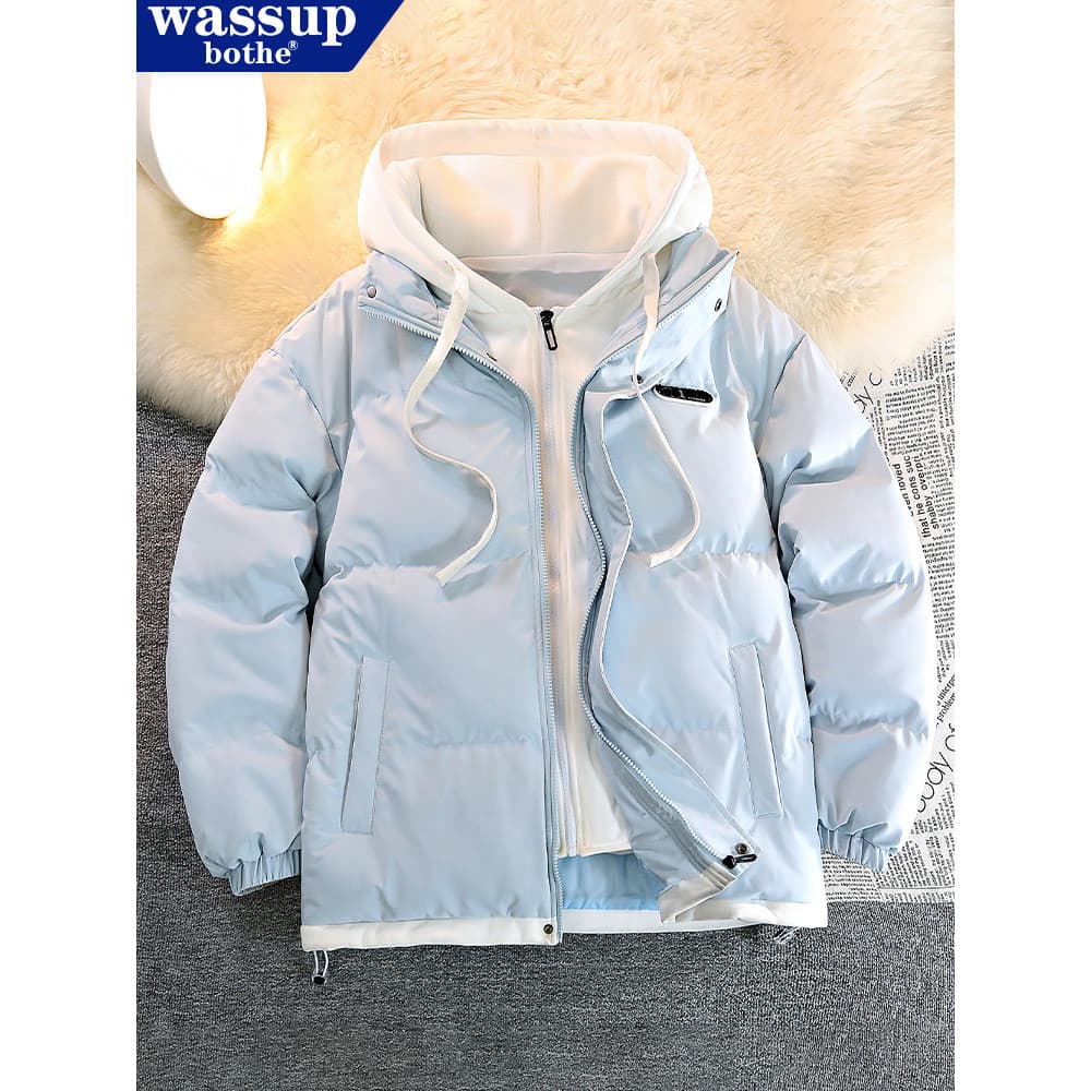 Casal estilo acolchoado jaqueta com capuz para baixo jaqueta masculina inverno engrossado quente acolchoado jaqueta à pr