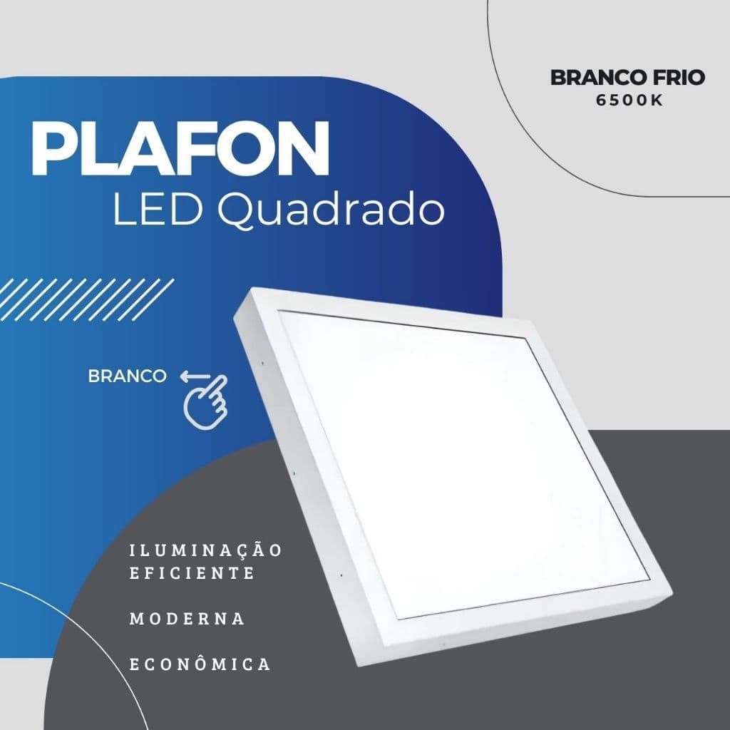 PLAFON LED 36W QUADRADO SOBREPOR | SUPER ILUMINAÇÃO | ECONÔMICO | BIVOLT