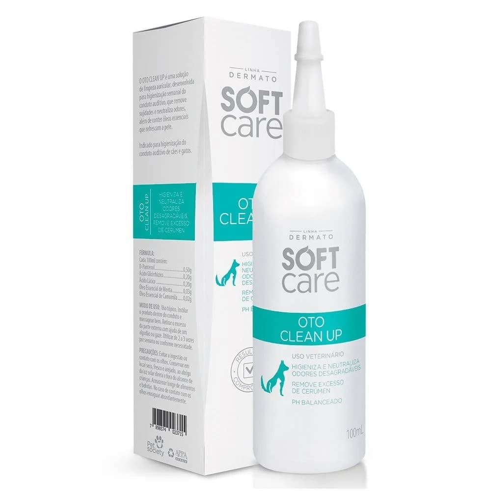 Limpador Auricular para Cães e Gatos Pet Shop Soft Care Oto Clean Up Pet Society - 100ml