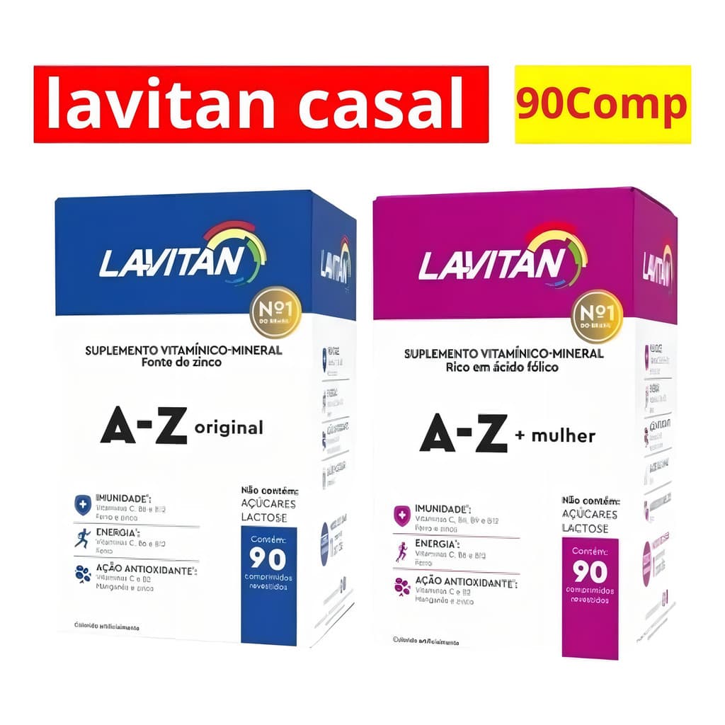 Kit Lavitan Casal A-z Homem E Mulher Com 90 Comp 180 Comprimidos