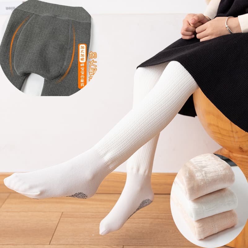 Leggings infantis forro de lã engrossado inverno meninas torção macacões meias de dança branca Anti-deslizamento calças