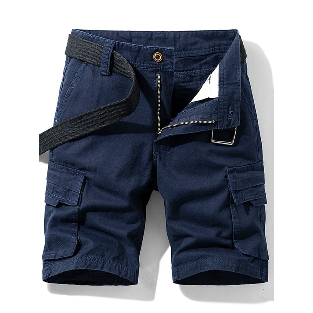 Verão de meia-idade idosos macacão de cinco pontos Shorts masculino Multi-bolso praia esportes solto em linha reta Casua