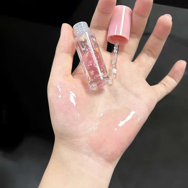Brilho labial transparente com água macia ~ gelo esmagado com brilho fino perolado puro desejo empilhamento hidratante e