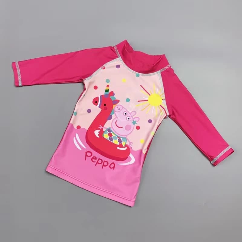 Âmbar pedido exterior UV40 + maiô infantil meninas manga média protetor solar surf topo bonito dos desenhos animados imp