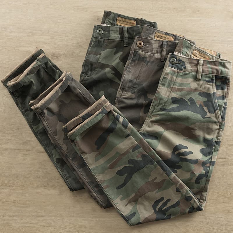 Macacão masculino Leggings camuflagem calças Harem calças em linha reta zíper cinto calças exterior wear Retro Street we