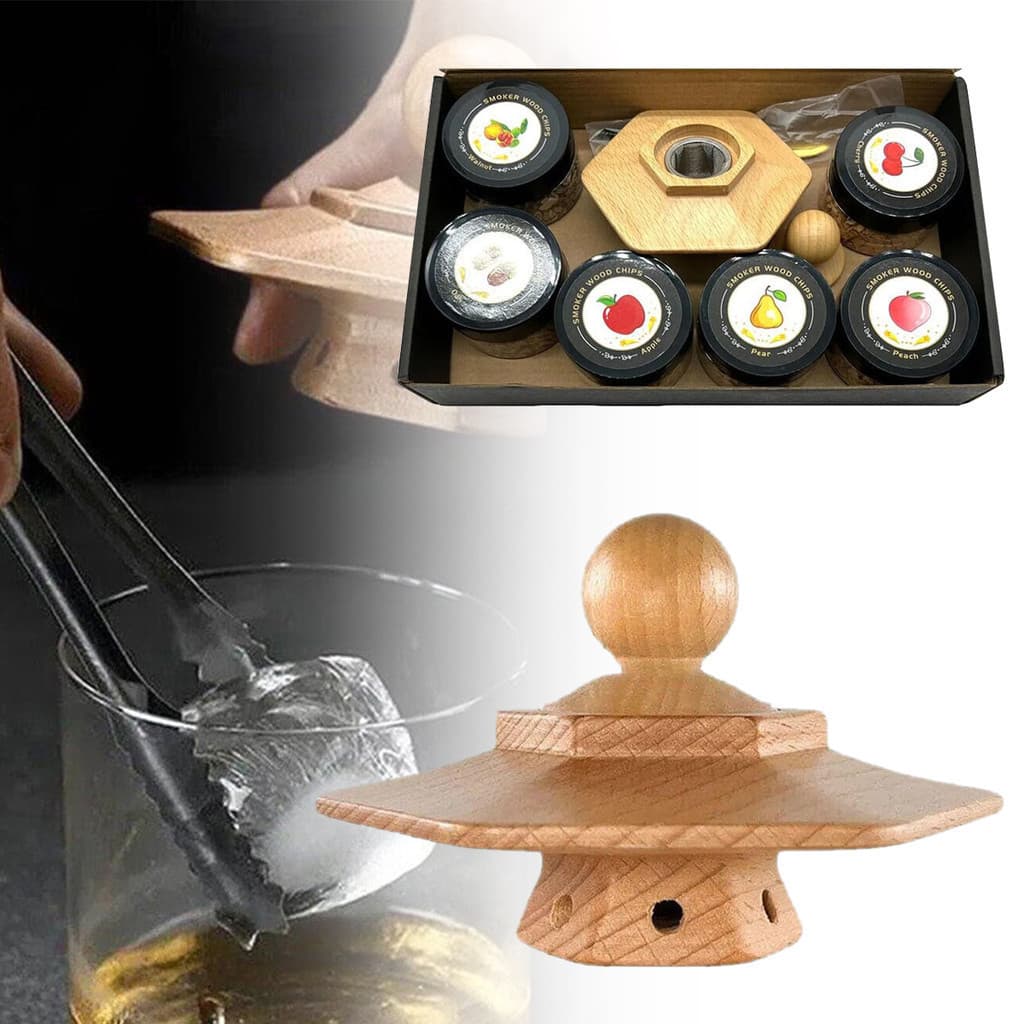 Conjunto de Seis Sabores Kit de Defumador de Coquetéis Acessórios de Bar de Bebidas de Madeira Defumada Whisky D 4K1J