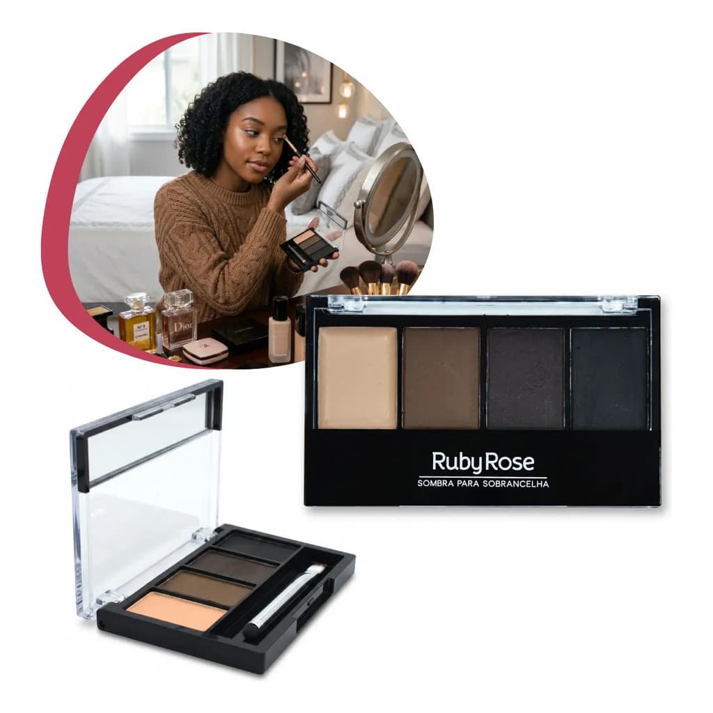 Ruby Rose Paleta Sombrancelhas Sombra Pincel Trio Cores