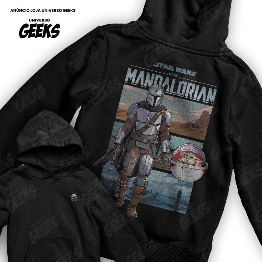 Moletom Star Wars The Mandalorian Caçador De Recompensas Frente E Verso Blusa De Frio