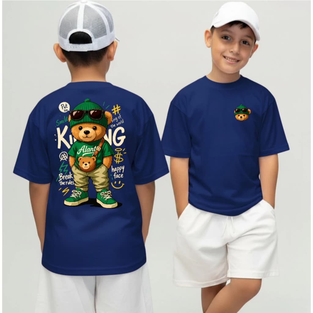 Camiseta Infantil Urso King Streetwear Malha 100% Algodão Camisa Juvenil Estilosa, Camisa infantil