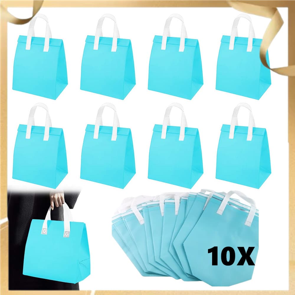 10 unidades, bolsa térmica para bebidas, azul claro,  bolsa térmica para almoço de piquenique,grande