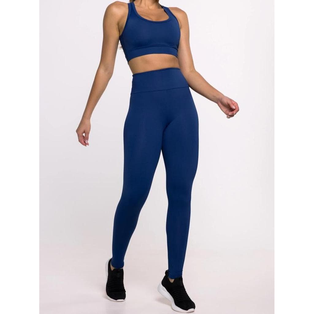 Calça Legging Lisa em Poliamida Cintura Alta Academia tecido grosso não fica transparente