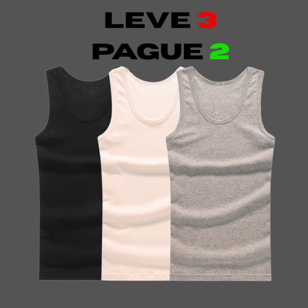 Leve 3 e Pague 2 : 3 Regata Masculina Regata Canelada Básica slin