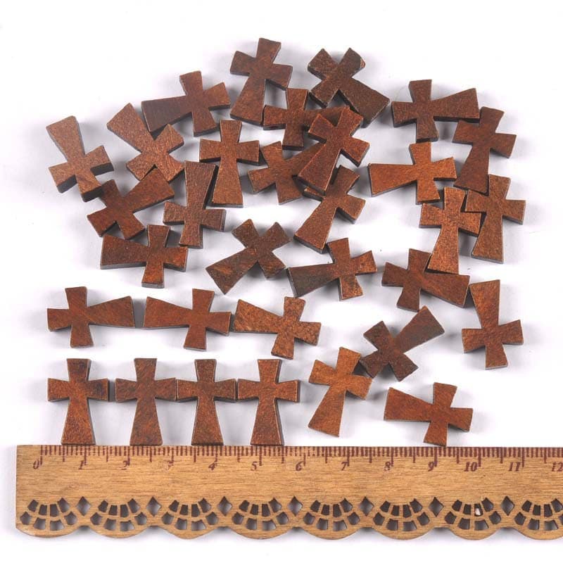50 Peças Enfeite/Pingente Cruz De Contas De Madeira Para Pendurar/Decoração/Bijuteria/Presentes/Infeiçado