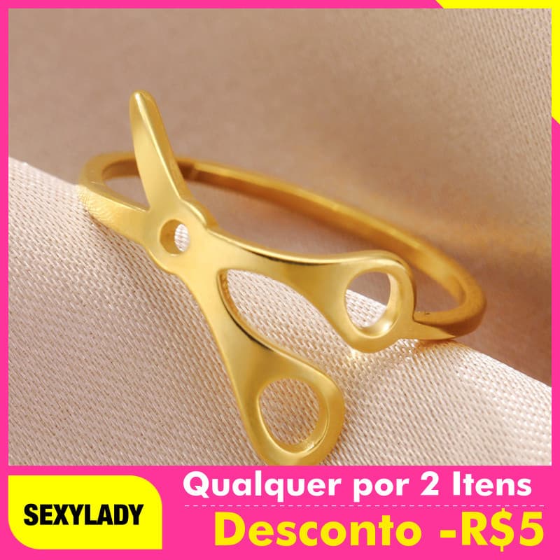 Anel de Tesoura de Aço Inoxidável, Anel de Moda, Acessórios, Presentes de Joias