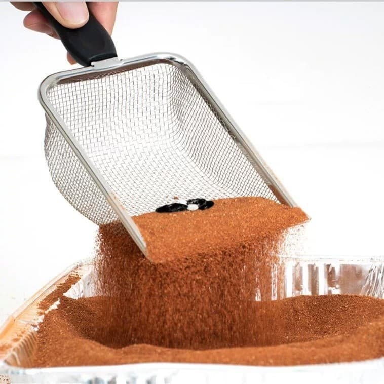 Pá Peneira de Areia Coletora Higiênica Pet Gato Cachorro Aço Inox Caixa de Areia Limpeza Para Pet