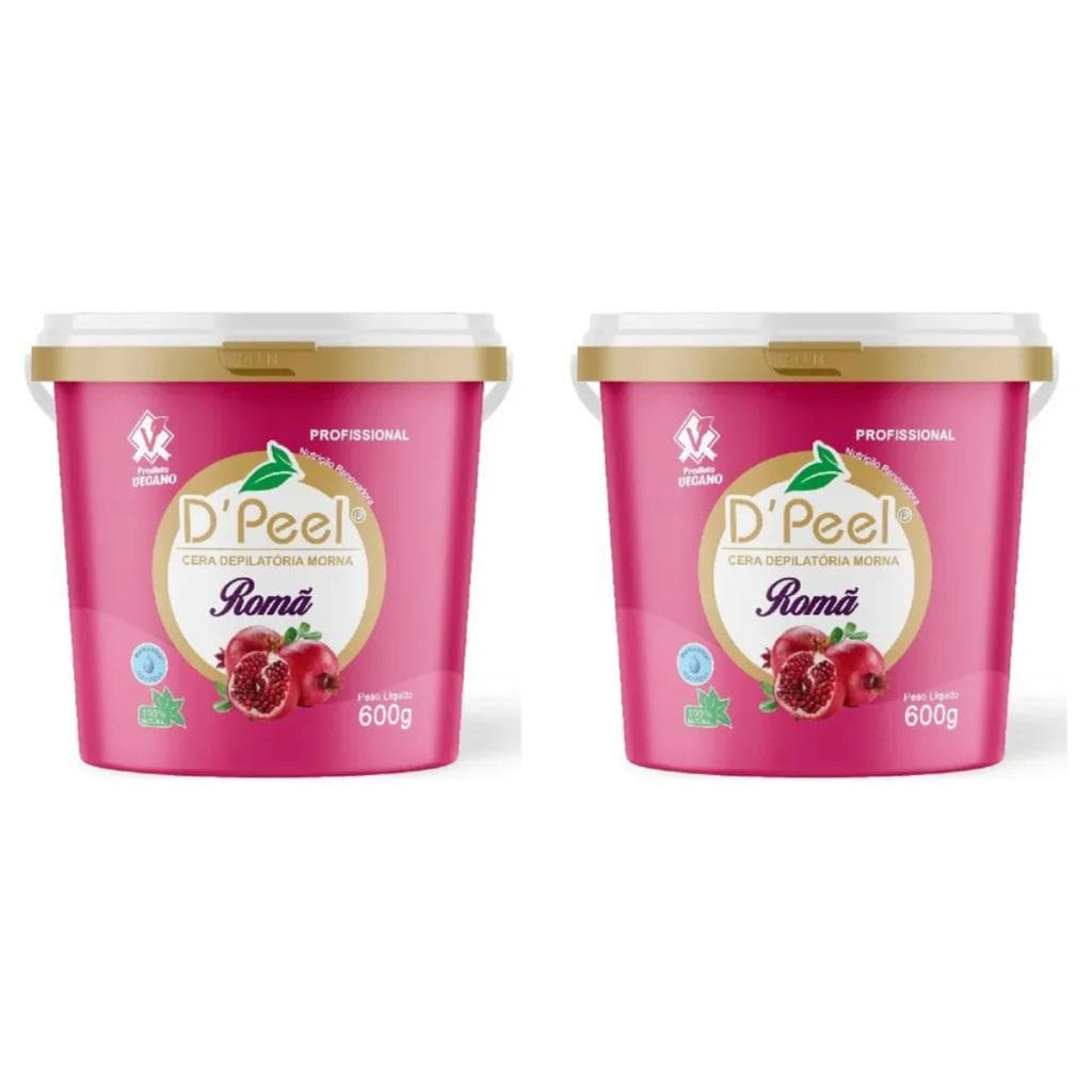 Kit 2 D´Peel Cera Depilatória Profissional Morna 600g - Romã  - Reds