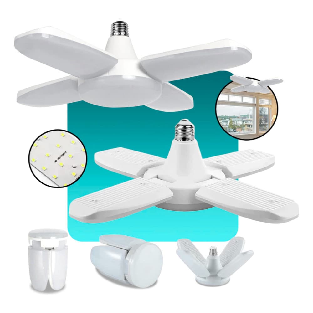 Lâmpada Led 60W Pétalas Girassol Dobrável 6500k Ajustável Super Branco Bivolt Multifuncional