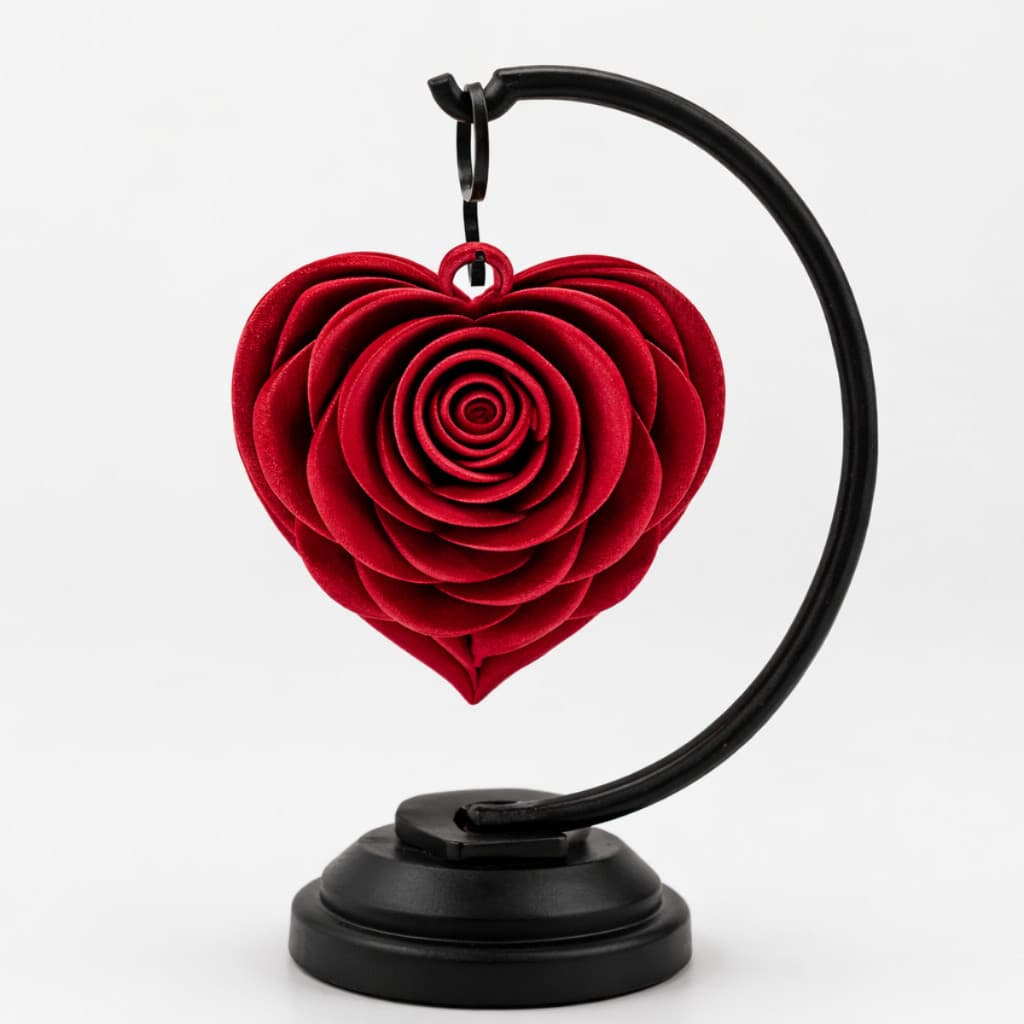 Coração Floral Decorativo Suporte Rosa Vermelha Enfeite Romântico Namorados