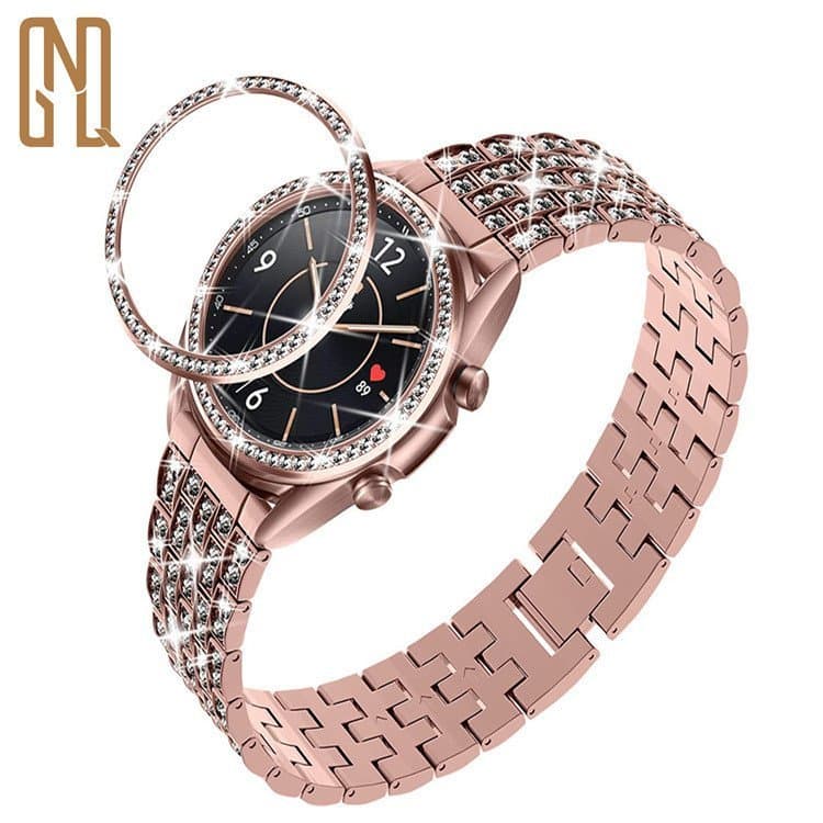 Compatível com o relógio Samsung 42/41, Samsung Galaxy Watch 3, pulseira de relógio com incrustações de diamantes, aro p