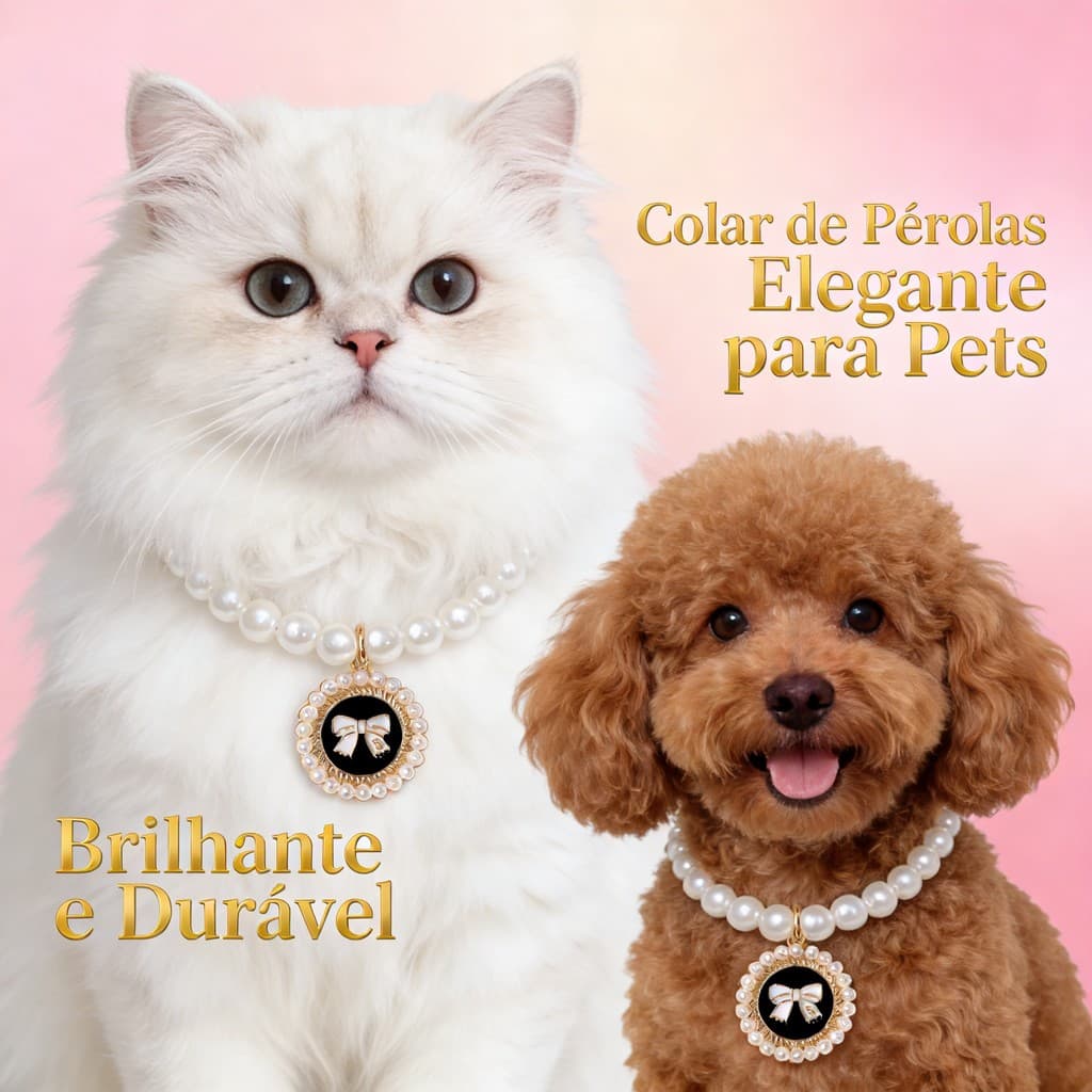 Colar para animais de estimação, coleira de pérolas para filhotes e gatinhos - adorno de pescoço ajustável