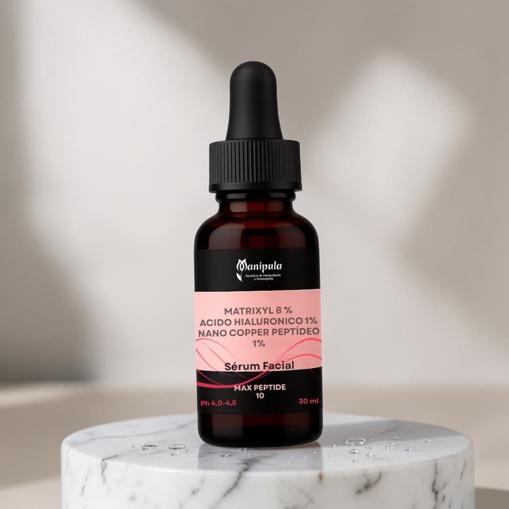 Sérum complexo de peptideos (Matrixil) 8 % + Ácido hialurônico 1 % + Nano copper peptídeo 1% | MAX PEPTIDE 10 - 30 ml
