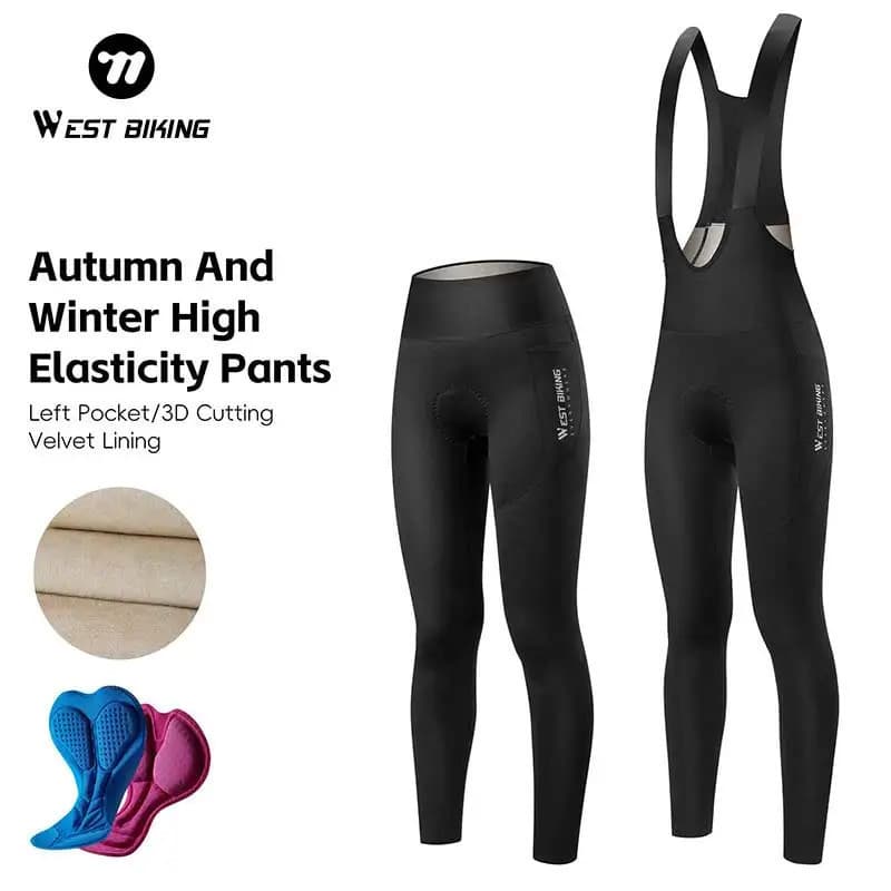 WEST BIKING Calças de Ciclismo Acolchoadas para Outono e Inverno, Calças de Ciclismo Longas com Forro de Lã, Roupas Espo