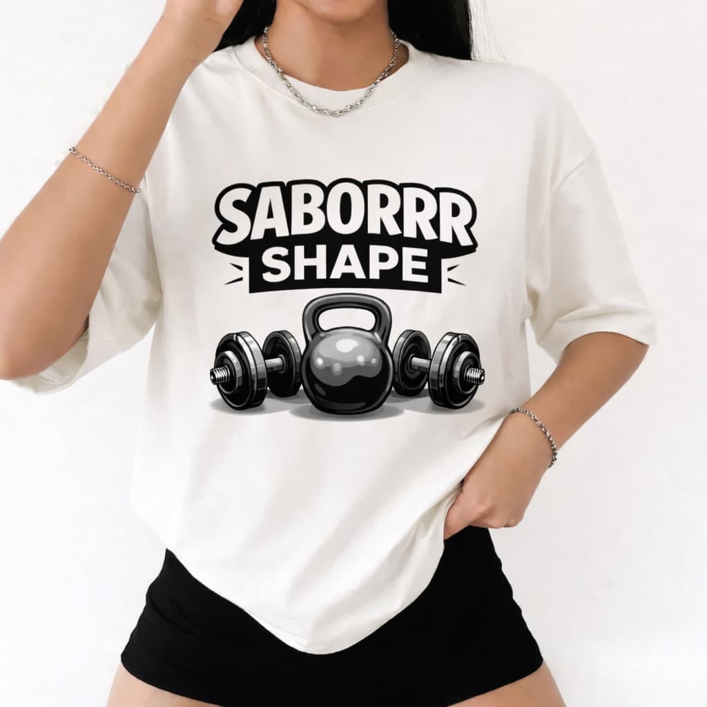 Camisa Camiseta Feminina Oversized Moda Fitiness Academia Meme Sabor Shape Blusa 100% Algodão