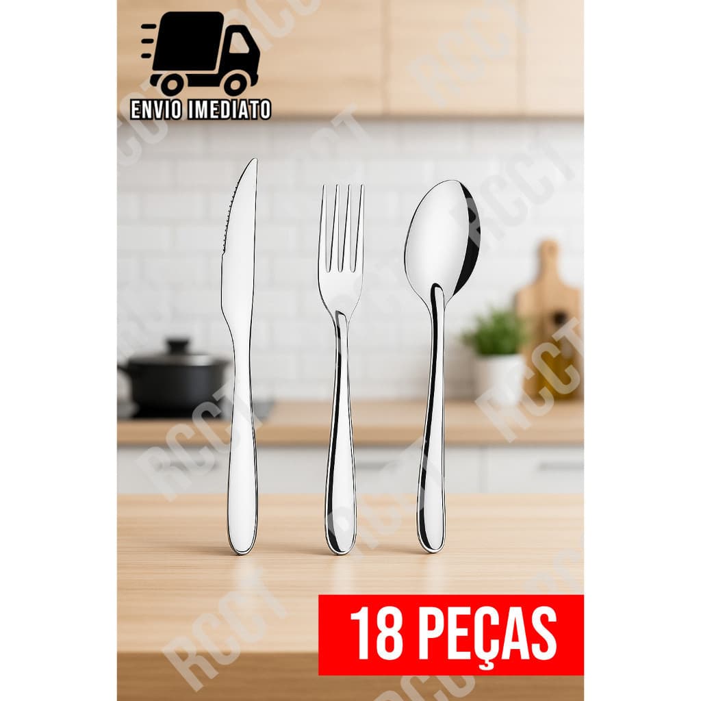 Jogo de Talheres 18 Peças de Cozinha 6 Garfos 6 Facas 6 Colheres Conjunto de Talheres Prime