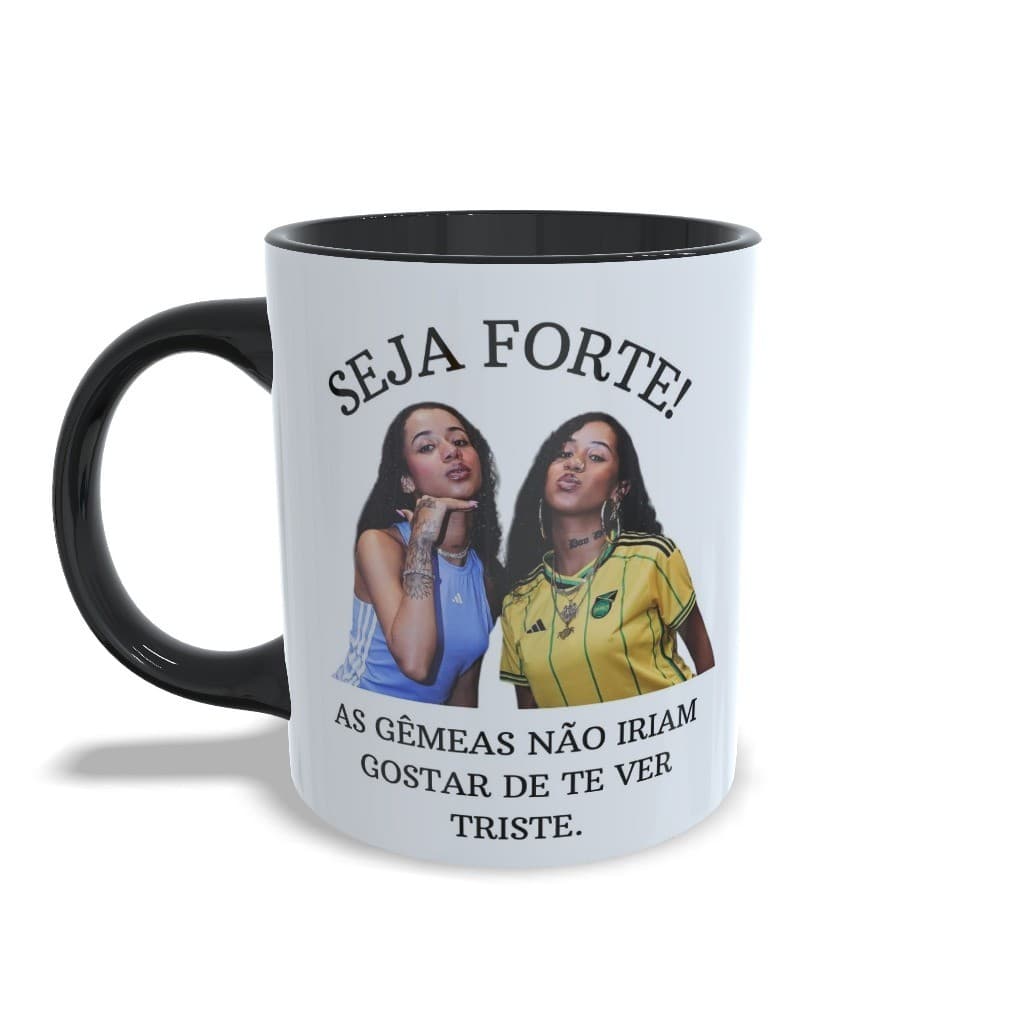 Caneca gemeas Tasha e Tracie meme seja forte branca e colorida