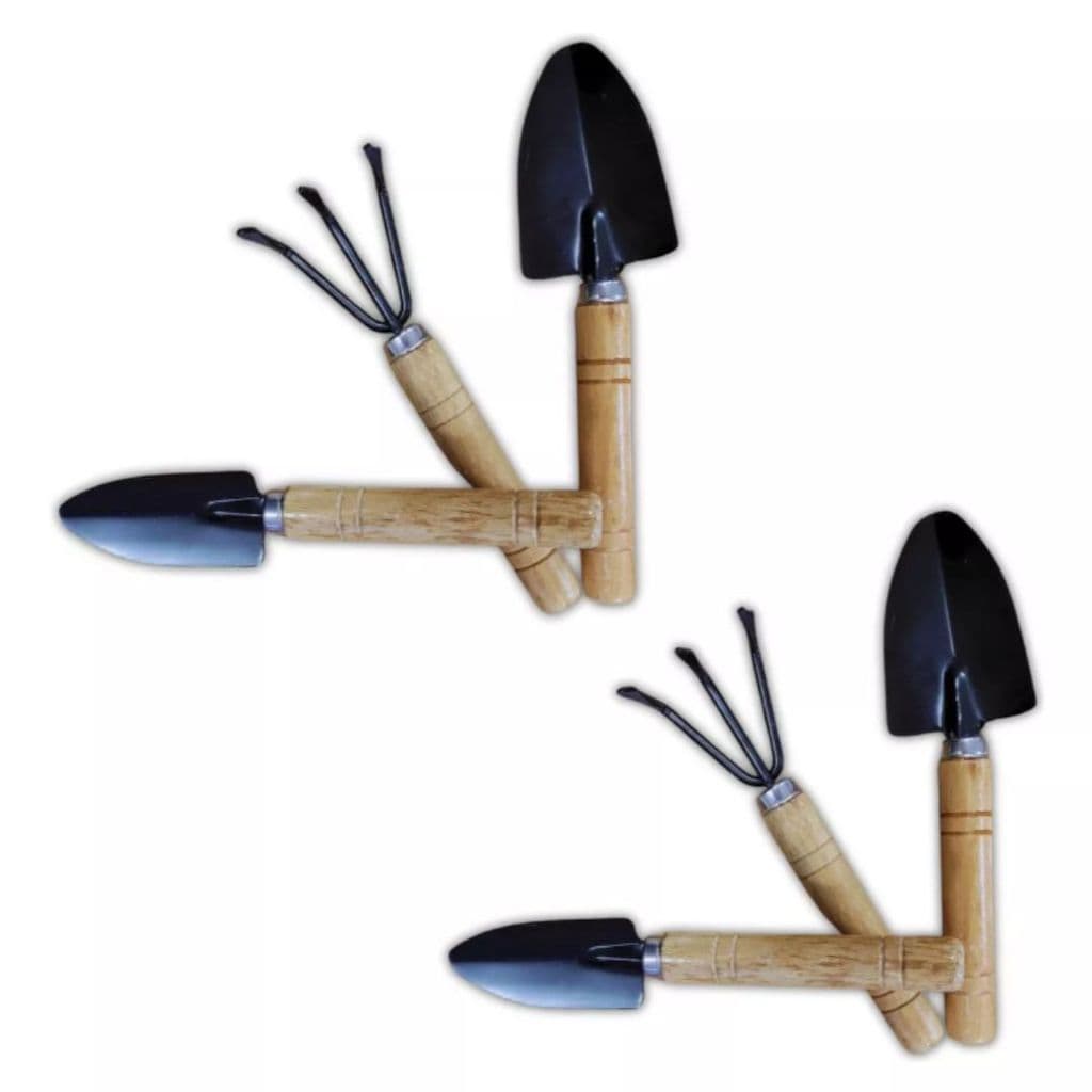2 KIT JARDINAGEM PÁS EM AÇO P/ HORTA JARDIM 18CM 3 PEÇAS