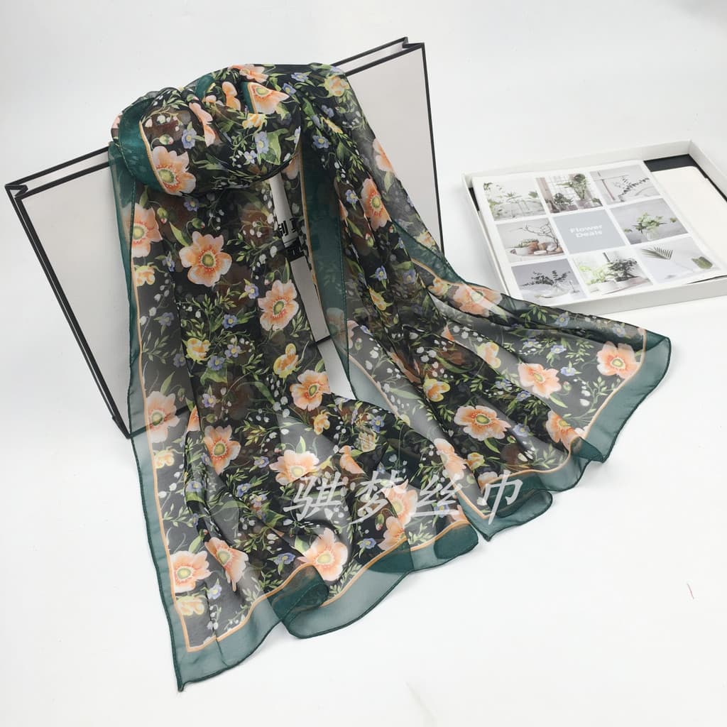 Novo estilo George fio flor senhoras gaze simulação de venda quente babador de seda primavera verão Anti-ultravioleta da