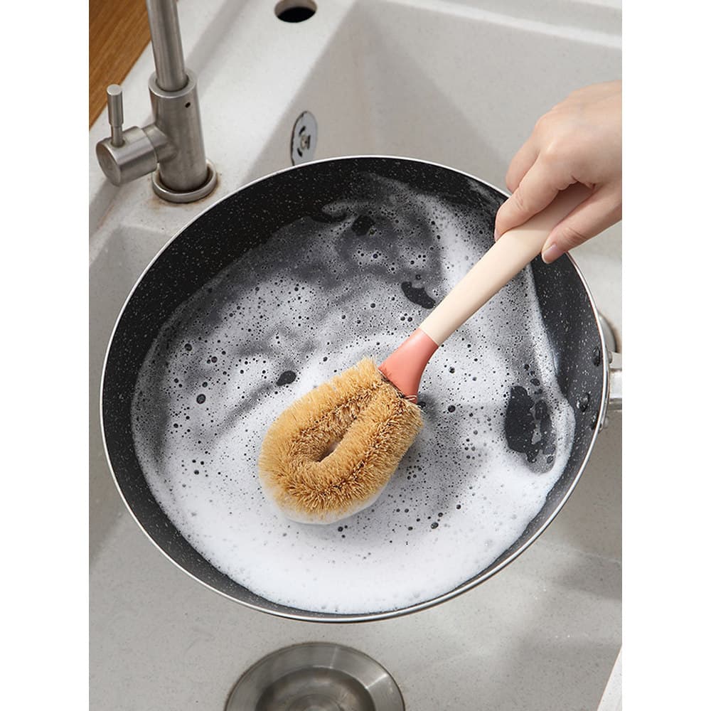 Escova de limpeza de cozinha autêntica pote de palma de coco suprimentos de lavagem utensílios de cozinha domésticos pan