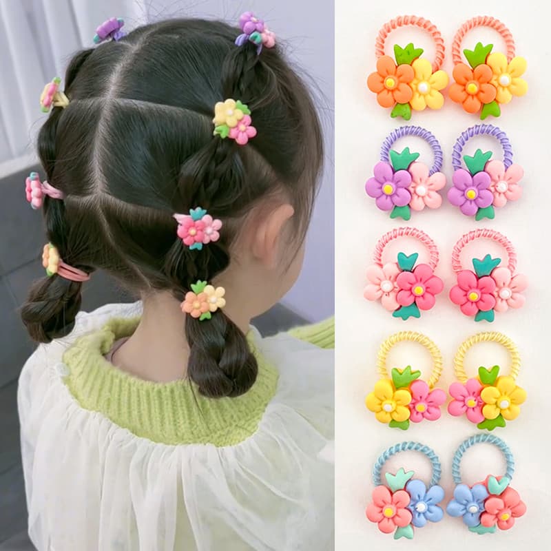 Crianças bandana feminino coreano bonito cocar bebê gravata de borracha de cabelo flor corda de cabelo menina faixa de b